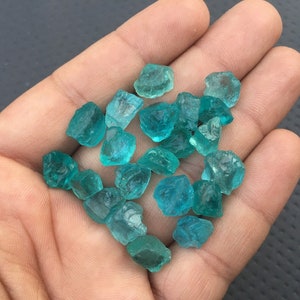 25 Pieces Natural Apatite 8-10 MM Raw, Transparent Blue Apatite Rough Gemstone,Blue Apatite Raw Stones Bulk Lot Making Jewelry