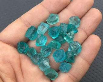 25 Pieces Natural Apatite 8-10 MM Raw, Transparent Blue Apatite Rough Gemstone,Blue Apatite Raw Stones Bulk Lot Making Jewelry