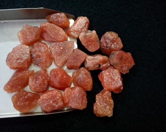 25 Raw Orange Sunstone Crystals: Natural Gemstone Bulk (12-14 MM)