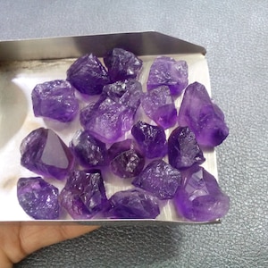 Natural African 25 Pieces Purple Amethyst Raw, Size 12-14 MM Amethyst Gemstone Raw, Hand Cut Amethyst Rough, Making Jewelry Raw Amethyst