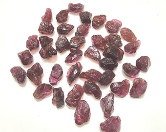Natural Pink Garnet Rough Lot: Raw Gemstone Crystals, 9-10mm (40pcs)