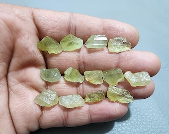 Raw Heliodor Aquamarine: Golden Beryl Rough Gemstones, 13-Piece Lot