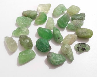 22 Piece Tsavorite Green Garnet Rough: Lot, 10-12mm Rough Gemstones