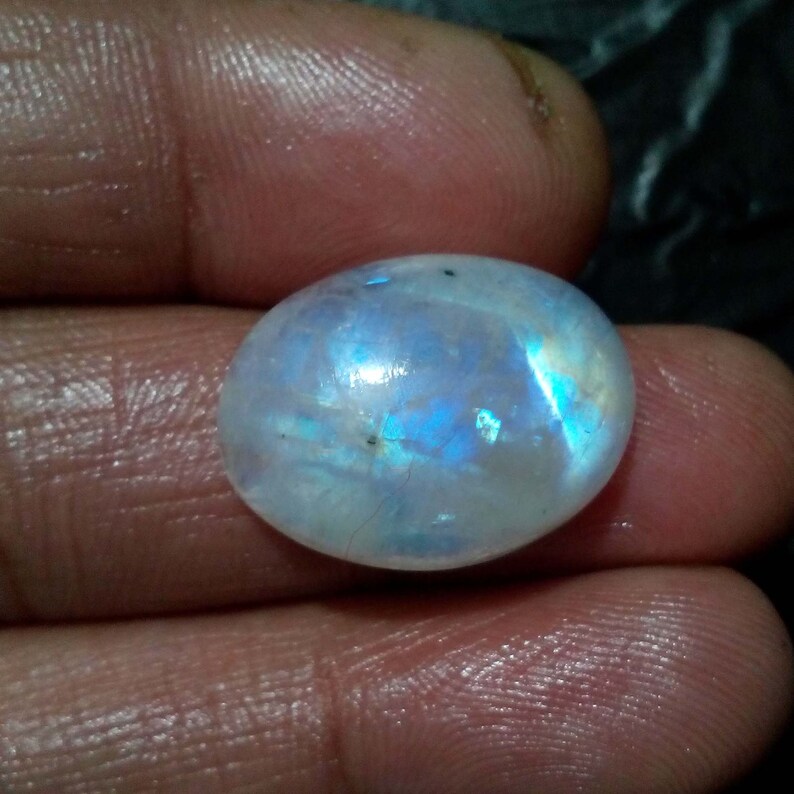 Fabulous White Rainbow Moonstone Cabochon Oval Shape Loose Gemstone 24.35 Crt 23x17x7.50 mm For Making Wire Wrap Jewelry