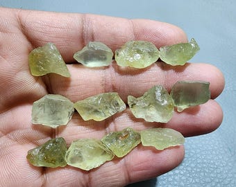 12 Raw Yellow Aquamarine Heliodor Rough: Golden Beryl Gemstones (15-21mm
