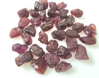 Pink Garnet Gemstones | 35 Rough Natural Garnet Pieces, 9–10mm