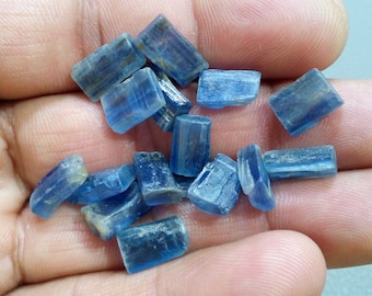 Rough Blue Kyanite Chips: 16 Piece Lot, 58.95 Crt, 10-12mm