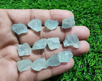 Raw Aquamarine Gemstone Pieces (12-15mm): Lapidary Rough Blue Beryl