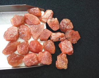 50 Pieces Raw Orange Sunstone Crystal: Rough Gemstone Bulk (12-14 MM)