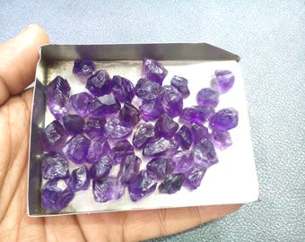 5 Purple Amethyst Raw Gemstones: Natural Rough Crystals (9-11 MM)