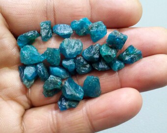 Natural Blue Apatite Rough Gemstone Lot for Jewelry Making (74 Crt, 24 Piece)