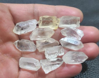 12pcs Raw Clear Crystal Quartz: Rough Gemstones for Jewelry Making