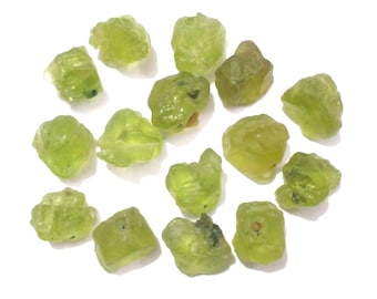 Green Peridot Raw 15 Piece Size 9-10 MM Loose Gemstone Jewelry Making