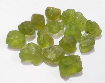 15 Piece Lot Raw Green Peridot Gemstone (10-11 MM) for Jewelry Making