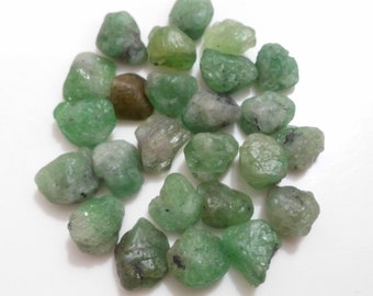Green Tsavorite Garnet Rough (25 Pcs): Loose Gemstones, 10-12mm