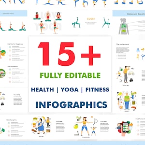 15+ Fully Editable Health Yoga Fitness Medication INFOGRAPHICS Powerpoint Presentation Templates For Coaches 3 BONUS Slides Inside