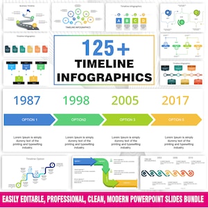 125+ INFOGRAFICHE TIMELINE completamente modificabili Risparmia tempo Powerpack Modelli di presentazione Powerpoint Pacchetto diapositive PPT per progetti