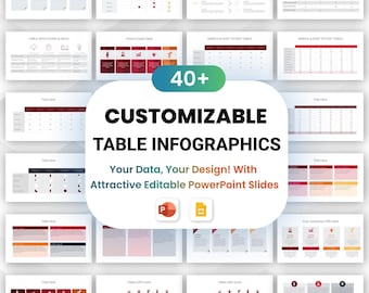 Table Infographics PowerPoint Slides | Customizable PPT Templates (Digital Download)