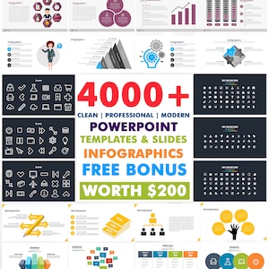 4000+ Infographics Fully Editable Modern Clean Professional PowerPoint Templates Complete Slides Bundle Pack + BONUS - 7000+ HD Icons