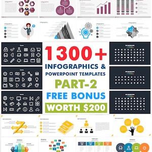 1300+ Infographics Fully Editable Modern Clean Professional PowerPoint Templates Complete Slides Bundle Pack Part 2 + BONUS - 7000+ HD Icons
