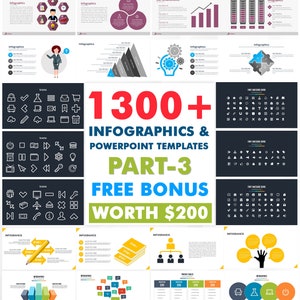 1300+ Infographics Fully Editable Modern Clean Professional PowerPoint Templates Complete Slides Bundle Pack Part 3 + BONUS - 7000+ HD Icons