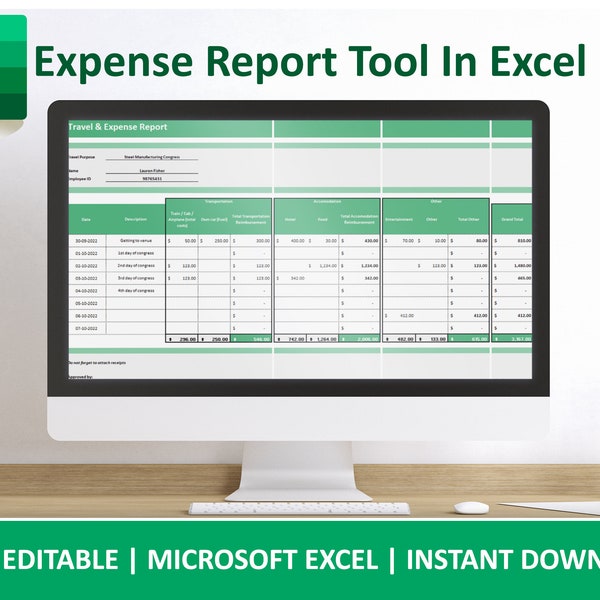 Spesenabrechnung All In One Excel Sheet Template | Reisekostenabrechnung für Mitarbeiter | Individuelle & zusammengestellte Spesenerfassung