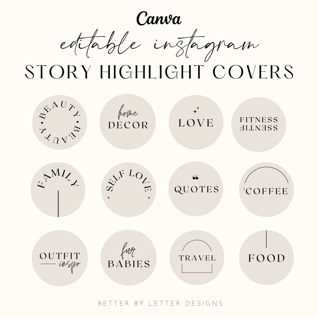 Editable Minimalist Highlight Covers for Instagram Lifestyle - Etsy