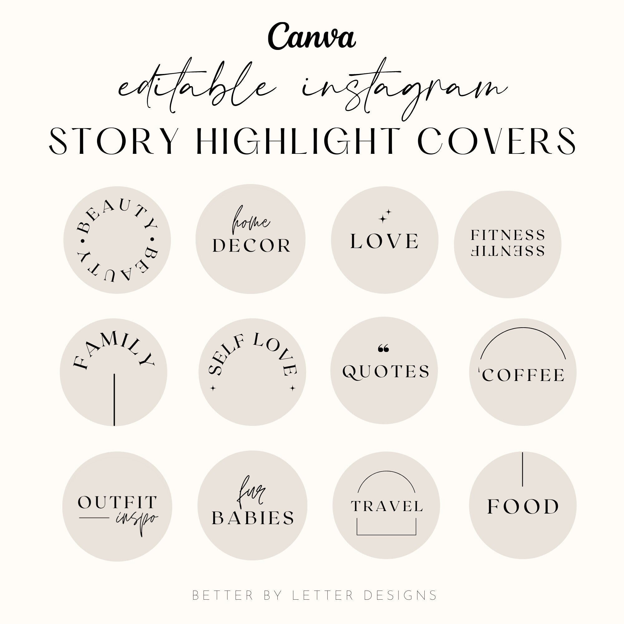 Editable Minimalist Highlight Covers for Instagram Lifestyle - Etsy