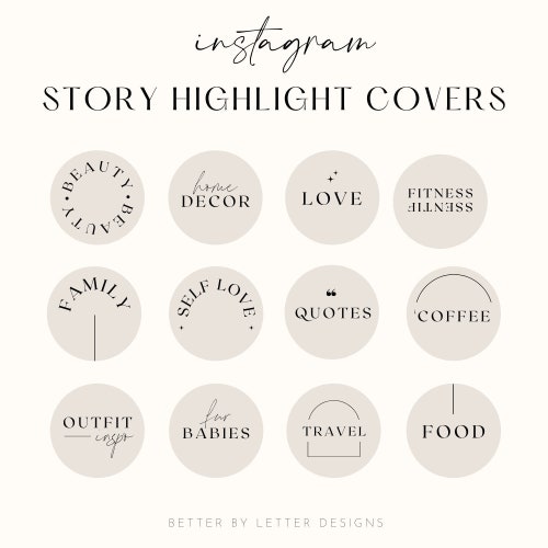 Minimalist Highlight Covers for Instagram Lifestyle Words - Etsy