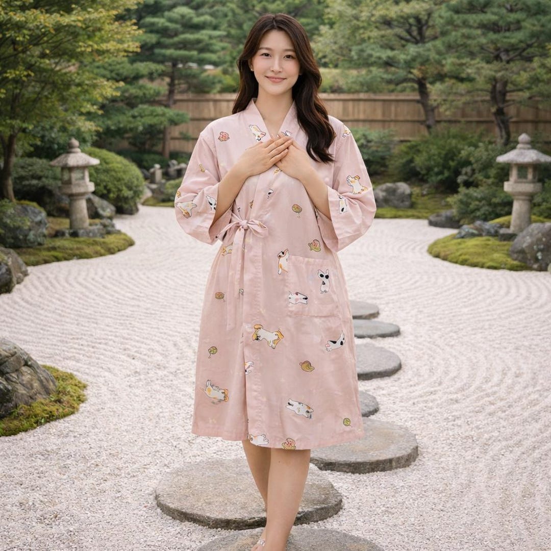 Japanese Robe Styles Handmade Cotton Gauze Kimono Robe – Lightweight Japanese Style Summer ...