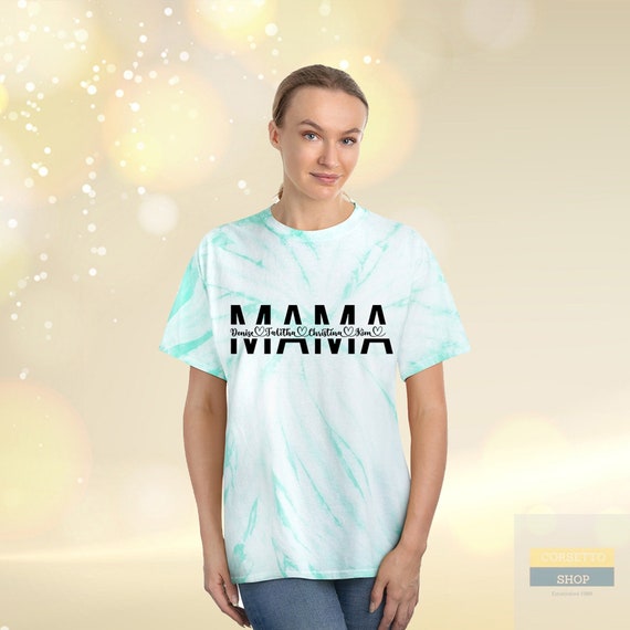 Custom Tie Dye Mama T-Shirt for Moms in Any Color