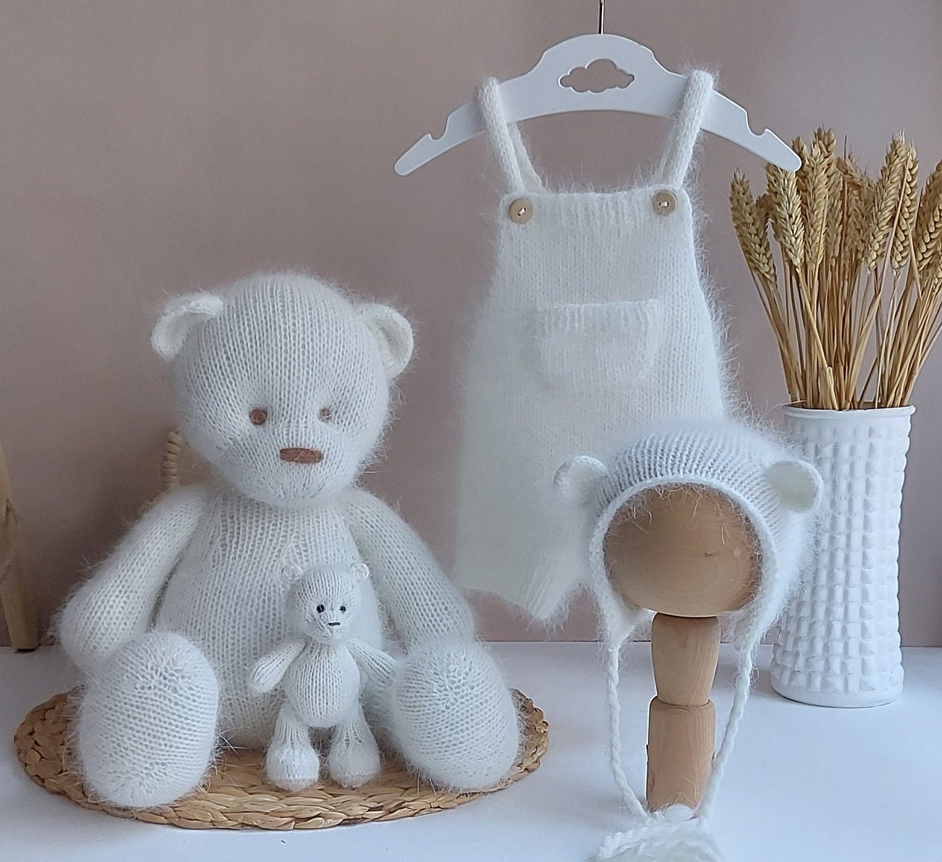 【INCHANT ME】[Tie set] Angora knit mini one-piece RYDCOT Lounge Sets for Women Petite 2 Piece Long Pants Knit