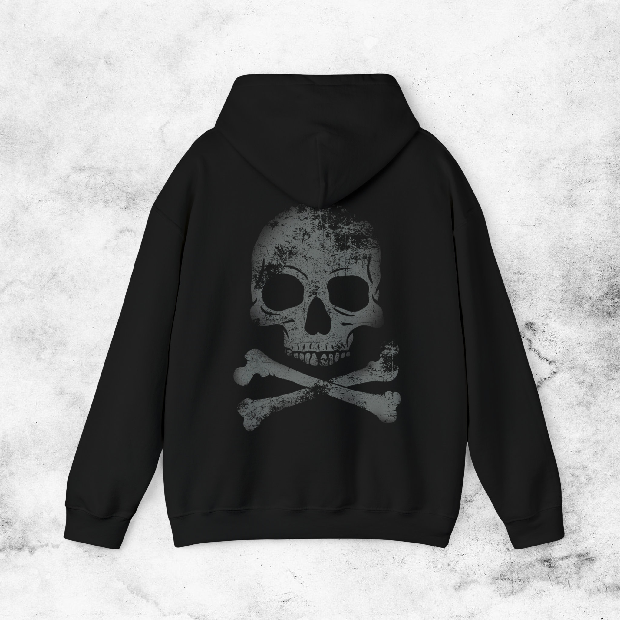 Black Grunge Alt Skull Cross Hoodie