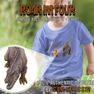 Roar I&#39;m 4 Dinosaur Birthday T-Rex Shirt for a fourth birthday party