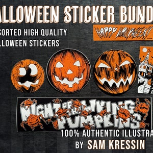 6-pack Halloween-feeststickers Hoge kwaliteit gezeefdrukte waterdichte stickers voor een Halloween-feeststickerpakket