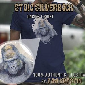 Stoic Silverback Gorilla Painting Shirt High Quality Unisex Shirt Wildlife Gorilla Themed Shirt for Men and Women