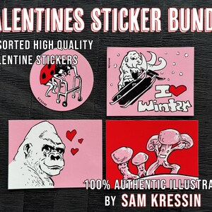 Valentines Themed 3 Pack Party Sticker Hochwertige, im Siebdruck gedruckte wasserdichte Aufkleber für einen Valentines Party Sticker Pack
