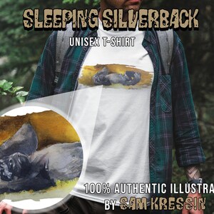 Sleeping Silverback Gorilla Artwork Unisex Shirt Wildlife Ape Themed High Quality Shirts for Men and Women
