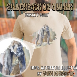Silverback on a Walk Ape Painting Unisex T-Shirt High Quality Gorilla Artwork Shirt for Men and Women Animal Wildlife Theme