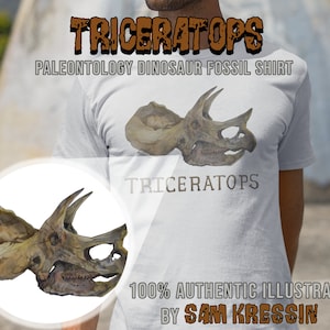 Paleontology Dinosaur T-Shirt Gift for Husbands of a Triceratops Skull