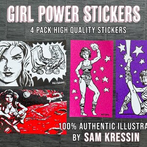 Naklejki z motywem Superpowered Women, 4 sztuki, z brokatowym tuszem, dla kobiet, naklejki wzmacniające, wysokiej jakości, sitodrukowe, wodoodporne