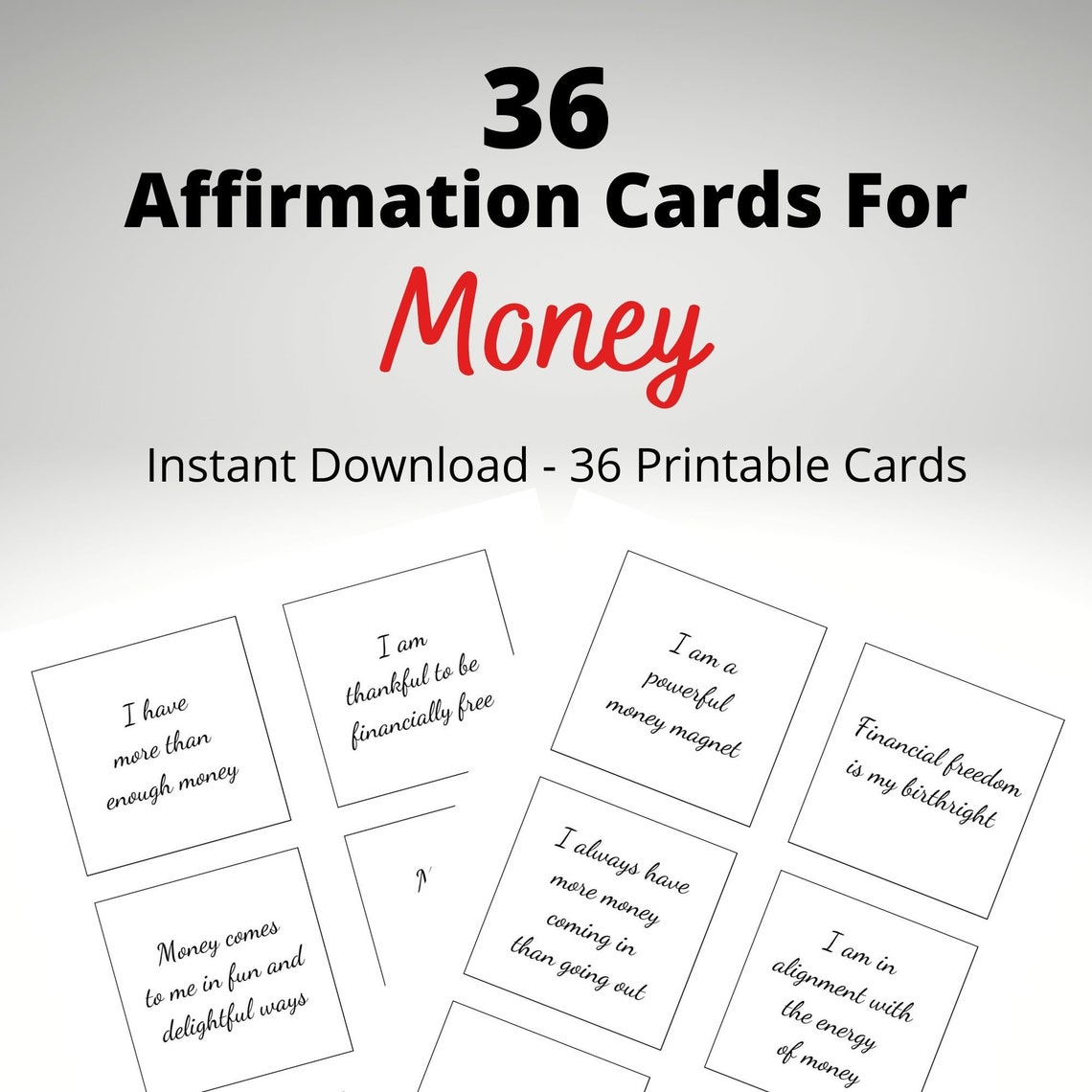 36 Printable Affirmation Cards for Money Vision Board Cards Etsy