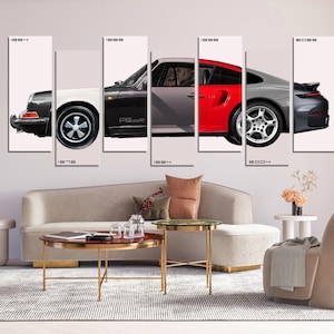 Porsche 911 Evolution Canvas Art – 7 Panel Sports Car Timeline Print