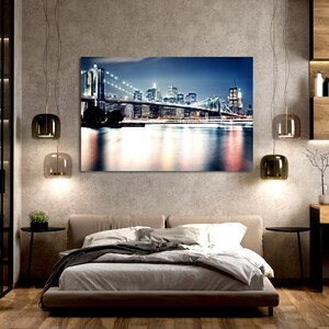 New York Brooklyn Bridge Wall Art Canvas Wall Decor New York City Skyline Print for Wall New York Wall Art for Living Room New York Home Art