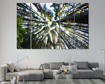 Trees Wall Art Forest Canvas Print Trees Large Wall Decor Modern wall art Cedars trees forest Forest painting Nature Extra Large Wall Art