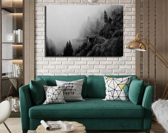 Foggy Forest Black and White Art Set of Forest Print Print Scandinavian Wall Art Forest landscape Forest Painting Nordic Forest wall art