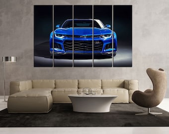 Awesome American Muscle Car Camaro ZL1 for Original Present on Wall New Home Beautiful Blue Camaro ZL1 on Canvas Picture Bright Camaro ZL1