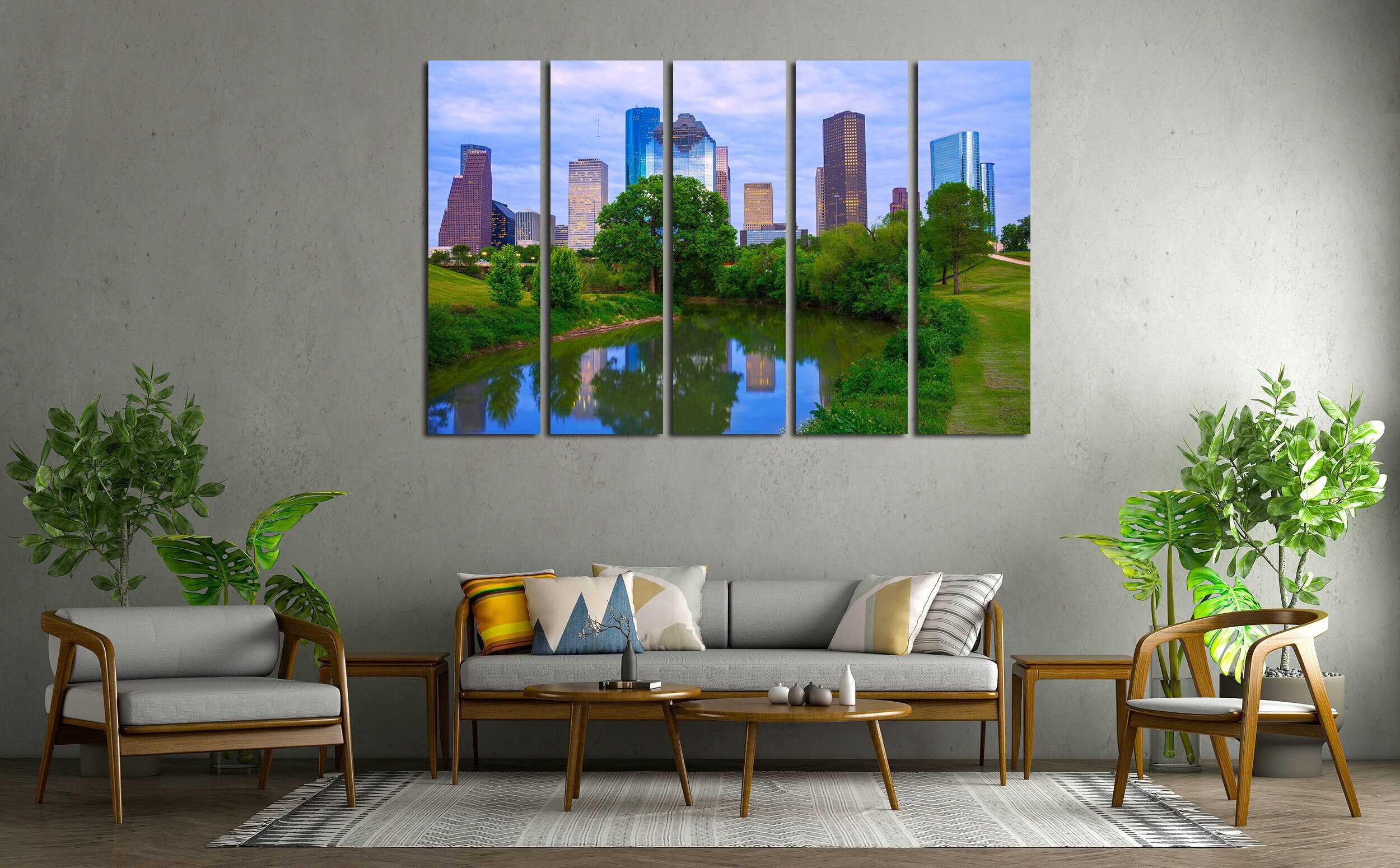 Morning in Houston Downtown on Canvas Prints Houston Cityscape for