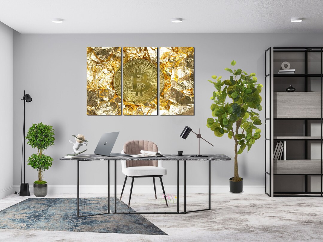 Bitcoin Coin on Golden Foil for Business Decoration, Golden Picture With  Bitcoin for Extra Large Wall, Bitcoin Design for Cool Room Decor - Etsy