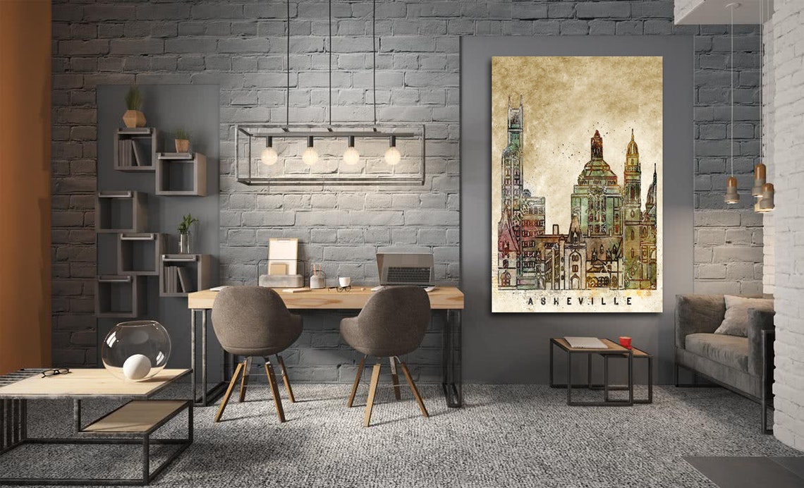 Asheville Wall Art Canvas Set. Asheville Watercolor. Abstract Etsy